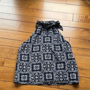 Ann Taylor Navy and Cream Patterned Halter Top
